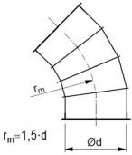 Līkums segmenta R-1,5d 45°, ar atloku;Сегментный отвод R-1,5d 45°, отбортованный;Segmental bend R-1,5d 45°, flanged. cnt. 0.00 Ls