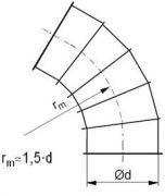 Līkums segmenta R-1,5d 60°, ar atloku;Сегментный отвод R-1,5d 60°, отбортованный;Segmental bend R-1,5d 60°, flanged. gab. 0.00 Ls