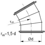 Līkums segmenta R-1,5d 30°, ar flančiem;Сегментный отвод R-1,5d 30°, с фланцами;Segmental bend R-1,5d 30°, with flanges. cnt. 0.00 Ls