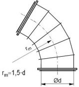 Līkums segmenta R-1,5d 60°, ar flančiem;Сегментный отвод R-1,5d 60°, с фланцами;Segmental bend R-1,5d 60°, with flanges. gab. 0.00 Ls