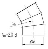 Līkums segmenta R-2,0d 45°, ar atloku;Сегментный отвод R-2,0d 45°, отбортованный;Segmental bend R-2,0d 45°, flanged. шт. 0.00 Ls