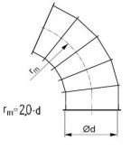 Līkums segmenta R-2,0d 60°, ar atloku;Сегментный отвод R-2,0d 60°, отбортованный;Segmental bend R-2,0d 60°, flanged. cnt. 0.00 Ls