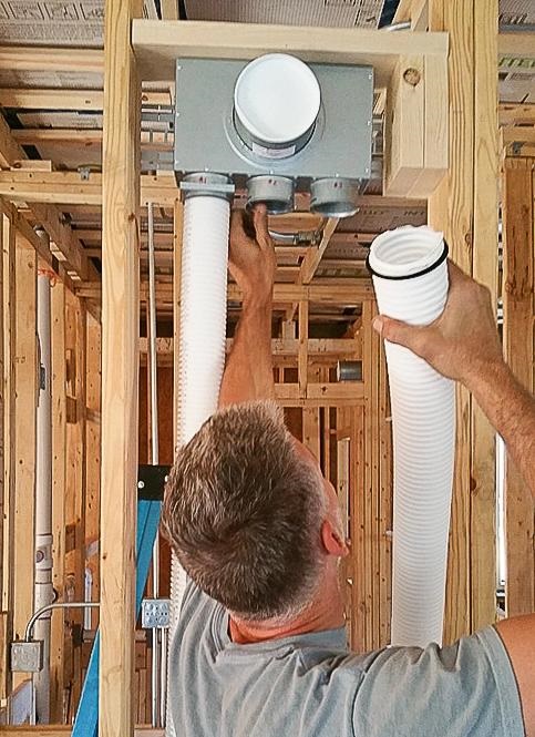 Connecting anti-static flexible ducts to a ceiling diffuser adapter